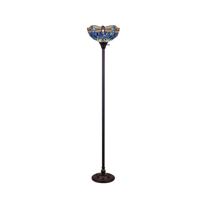 69-inch Tiffany Glass Floor Lamp Sunniva Dragonfly Torchiere by Chloe Lighting