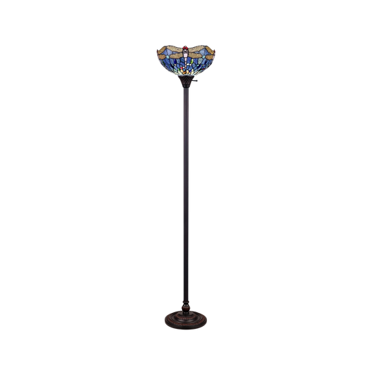 69-inch Tiffany Glass Floor Lamp Sunniva Dragonfly Torchiere by Chloe Lighting