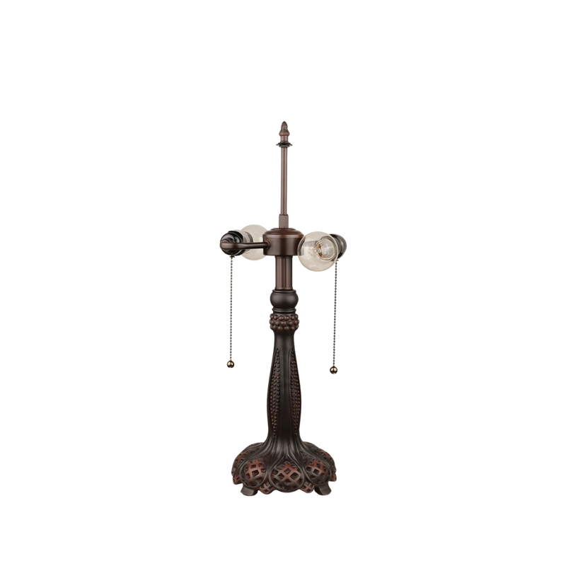 View of lamp base and hardware without shade. Vintage Tiffany Table Lamp Sunniva Dragonfly by Chloe Lighting