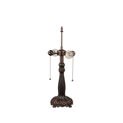 View of lamp base and hardware without shade. Vintage Tiffany Table Lamp Sunniva Dragonfly by Chloe Lighting