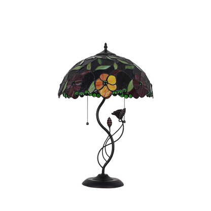 Unlit view. Tiffany Like Table Lamp Mariebelle Floral by Chloe Lighting
