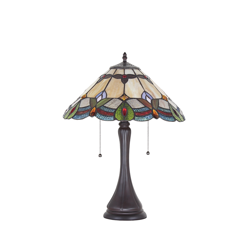 Unlit view. Tabletop Tiffany Lamp Howard Victorian by Chloe Lighting