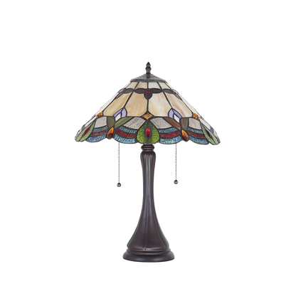 Unlit view. Tabletop Tiffany Lamp Howard Victorian by Chloe Lighting
