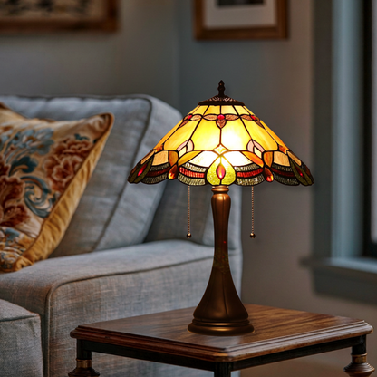 21-inch Tabletop Tiffany Lamp Howard Victorian by Chloe Lighting in living room setting