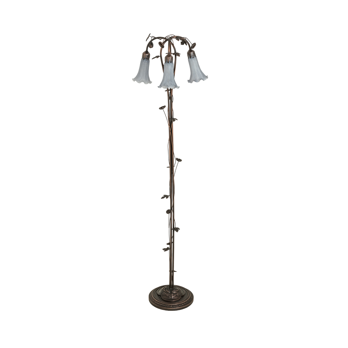 58-inch Tiffany Floor Lamp Gray Pond Lily Three Light Design by Meyda Lighting