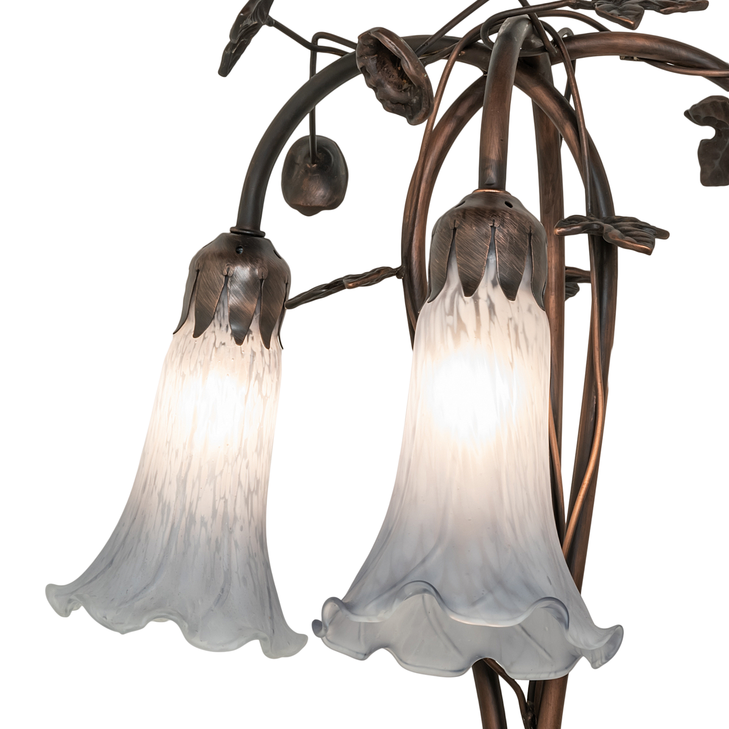 58-inch Tiffany Floor Lamp Gray Pond Lily Three Light Design by Meyda Lighting