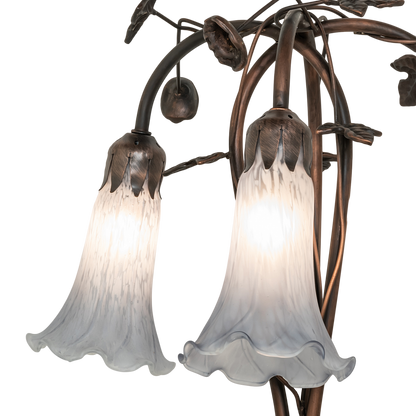 58-inch Tiffany Floor Lamp Gray Pond Lily Three Light Design by Meyda Lighting