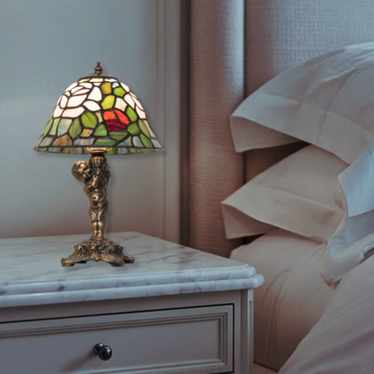 12-inch Tiffany Lamp Rosebush Cherub Accent by Meyda Lighting