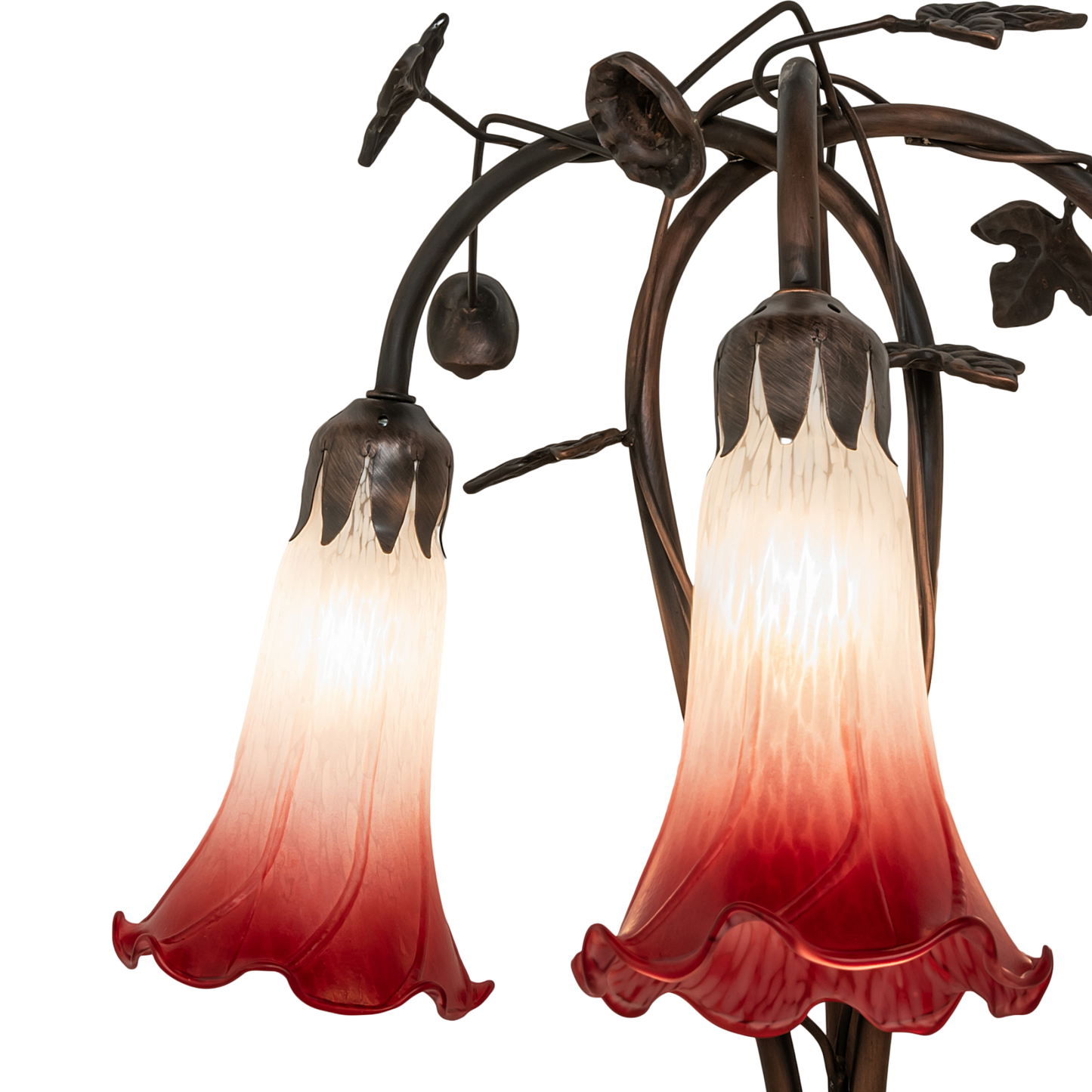 58-inch Tiffany Floor Lamp Pink White Pond Lily Three Light by Meyda Lighting