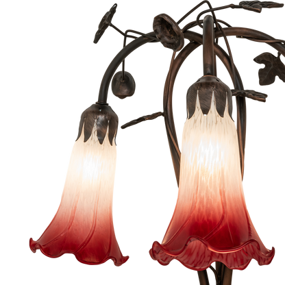 58-inch Tiffany Floor Lamp Pink White Pond Lily Three Light by Meyda Lighting