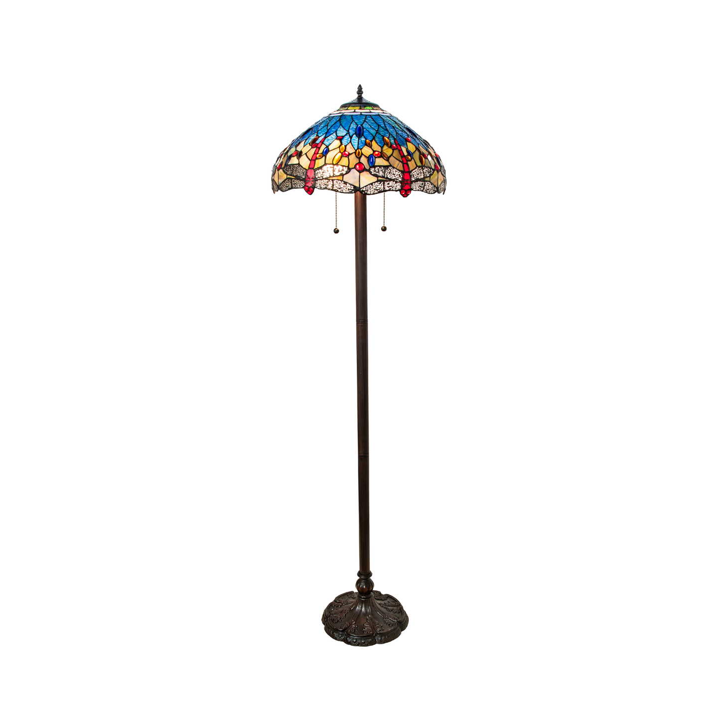 61-inch Tiffany Floor Lamp Dragonfly Hanginghead Design by Meyda Lighting