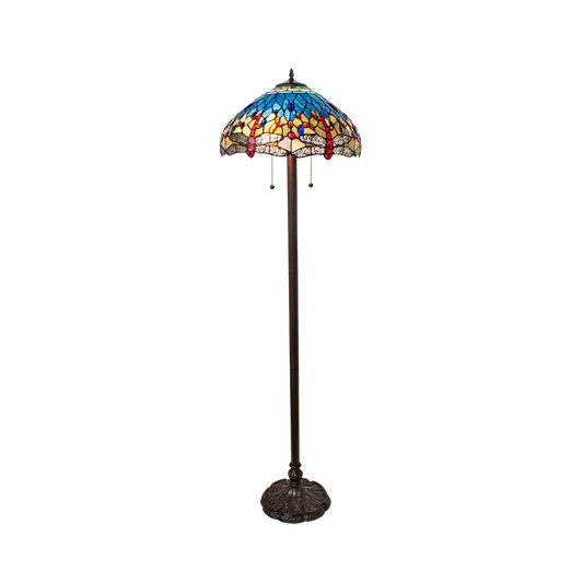 61-inch Tiffany Floor Lamp Dragonfly Hanginghead Design by Meyda Lighting