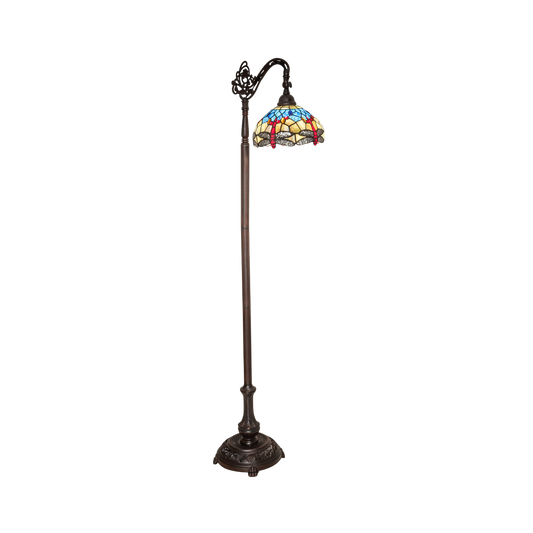 60.5-inch Tiffany Floor Lamp Bridge Arm Dragonfly Hanginghead by Meyda Lighting