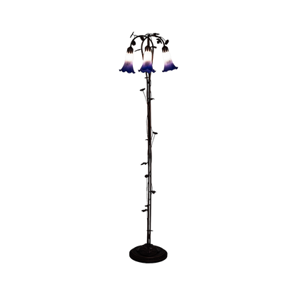 58-inch Tiffany Floor Lamp Blue White Pond Lily by Meyda Lighting