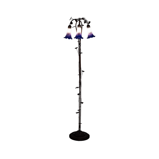 58-inch Tiffany Floor Lamp Blue White Pond Lily by Meyda Lighting