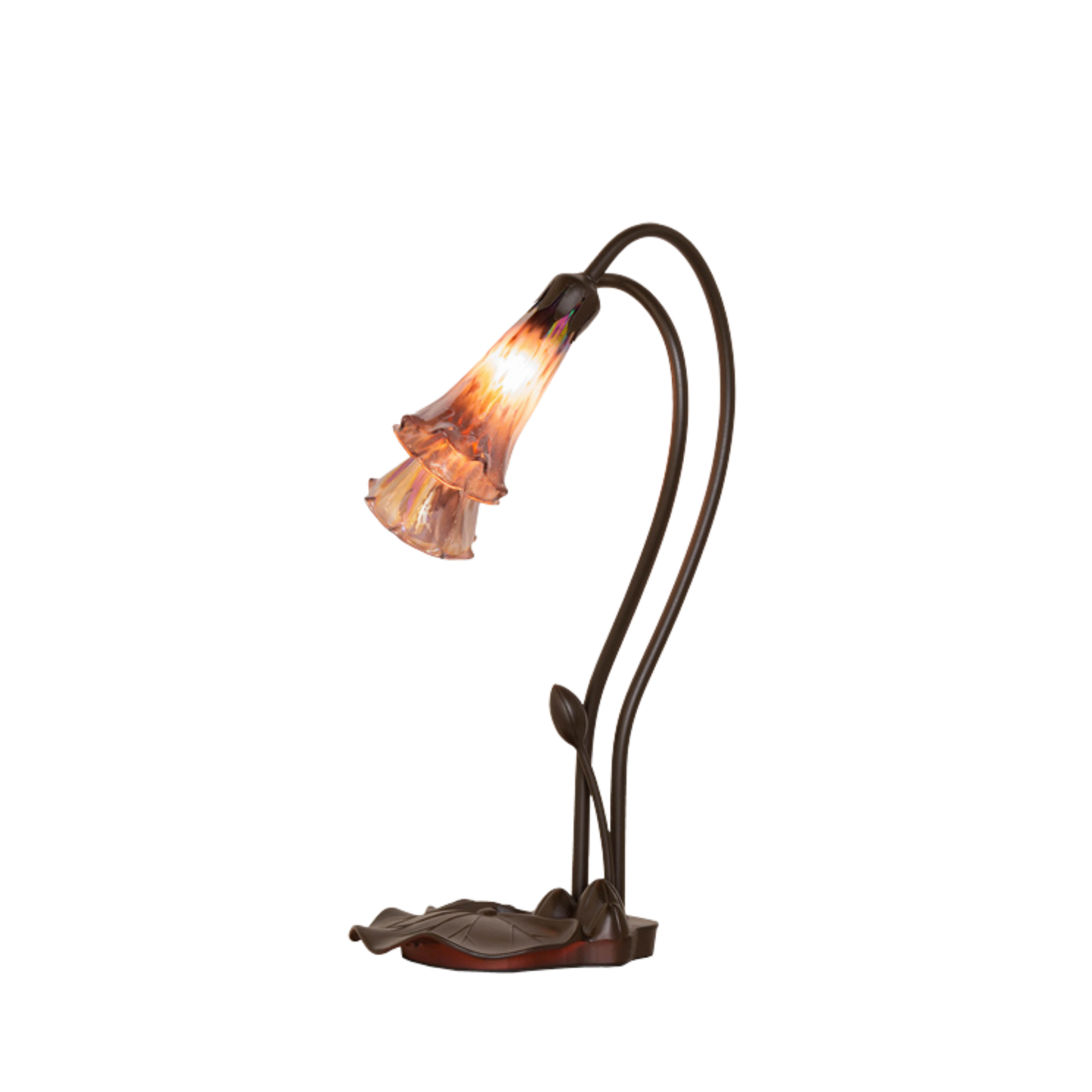 Title: 16-inch Tiffany Flower Lamp Purple Iridescent Pond Lily Accent by Meyda Lighting