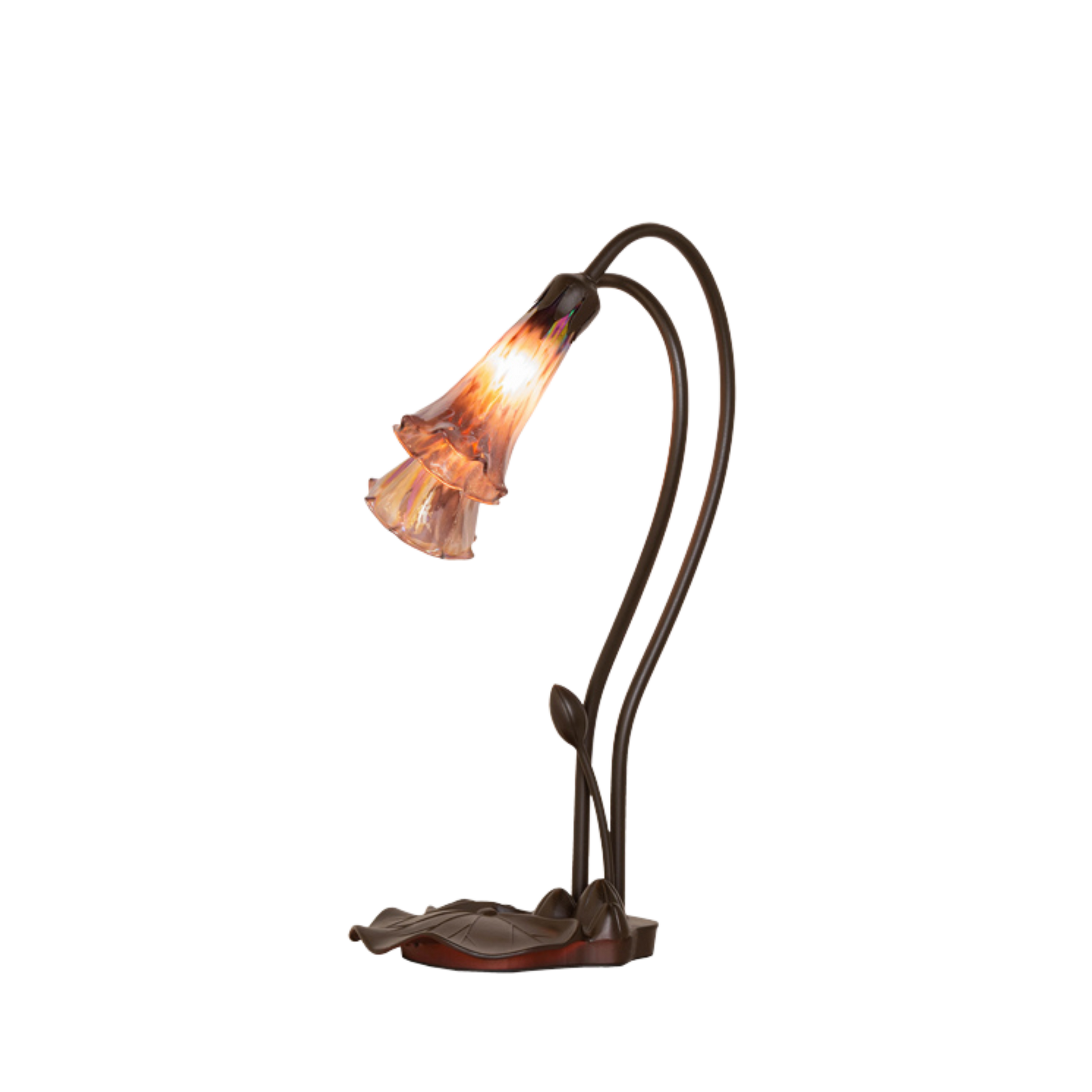 Title: 16-inch Tiffany Flower Lamp Purple Iridescent Pond Lily Accent by Meyda Lighting