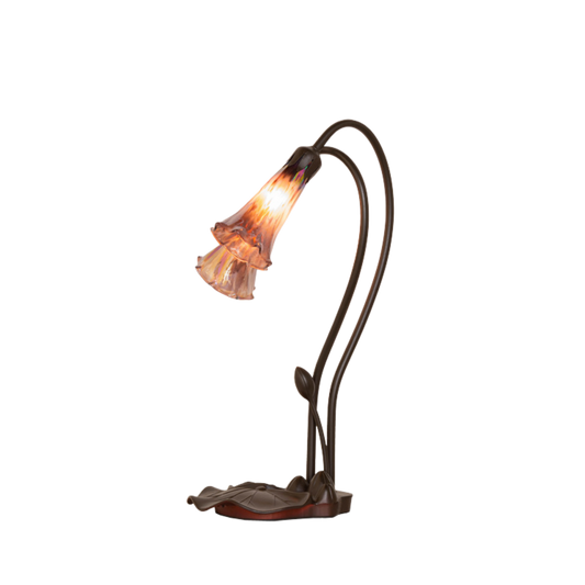 Title: 16-inch Tiffany Flower Lamp Purple Iridescent Pond Lily Accent by Meyda Lighting