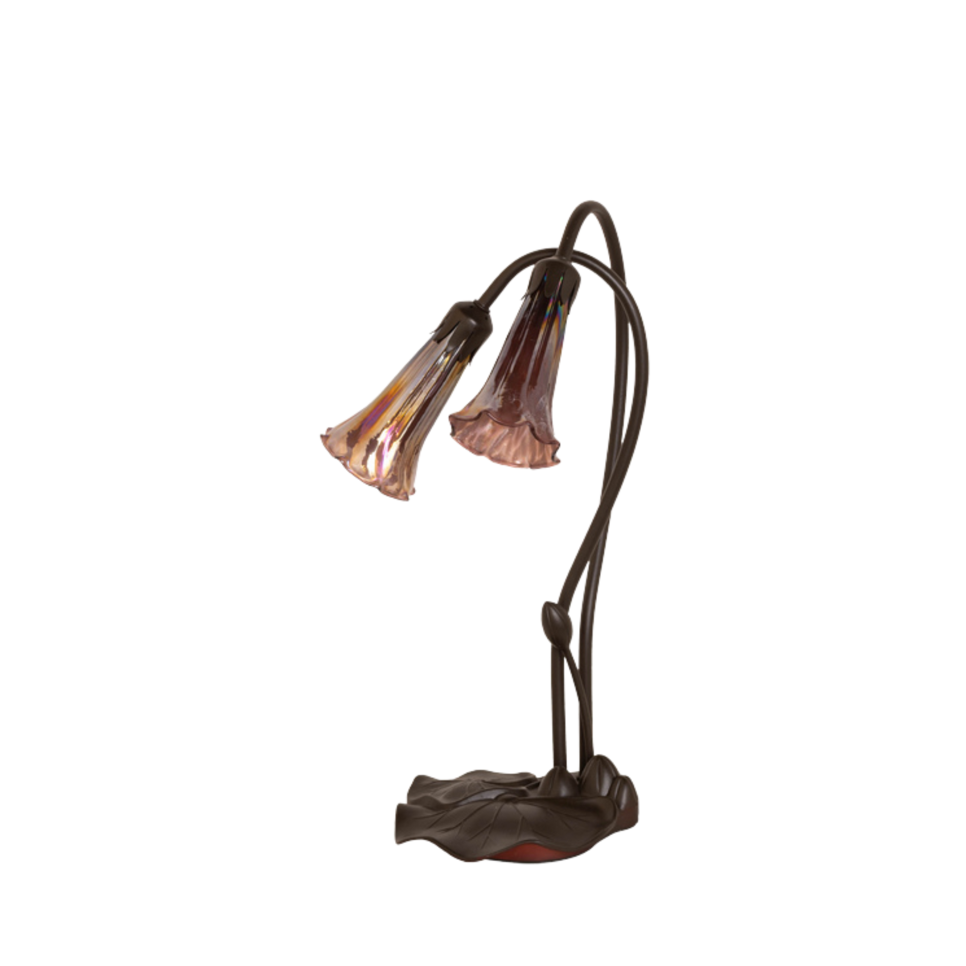 Title: 16-inch Tiffany Flower Lamp Purple Iridescent Pond Lily Accent lights off